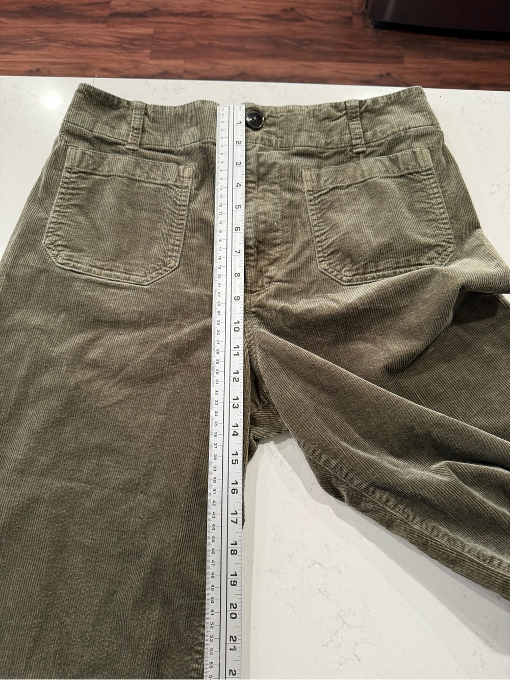 Maeve x Anthropologie Wide Leg Corduroy Pants in Olive Green. Size 32 - Picture 6 of 13